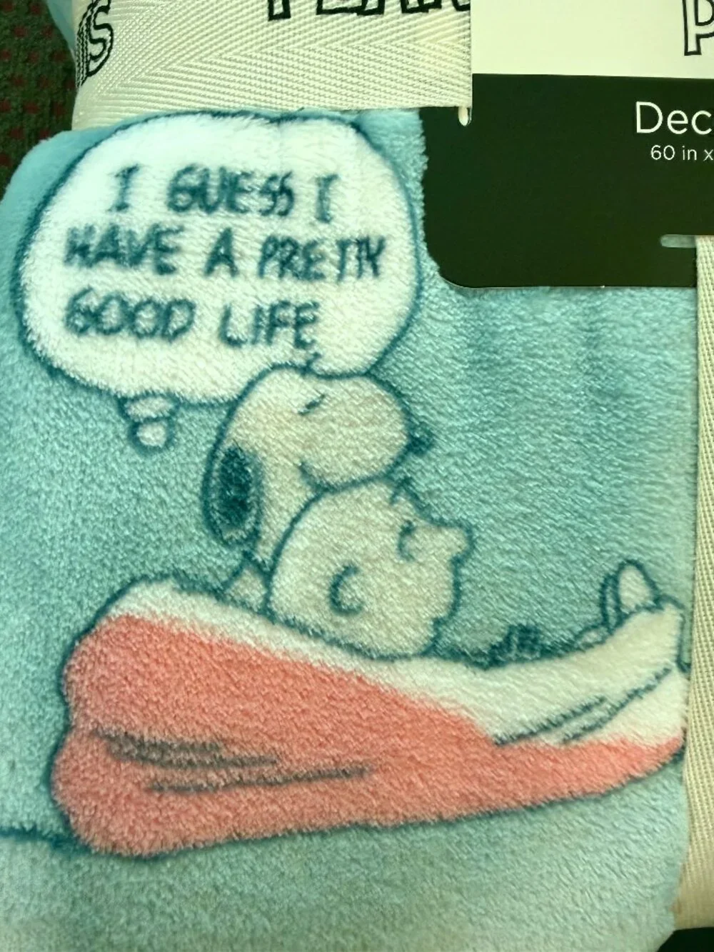 Snoopy Peanuts Summer Beach Berkshire Blue Throw 60x70 NWT